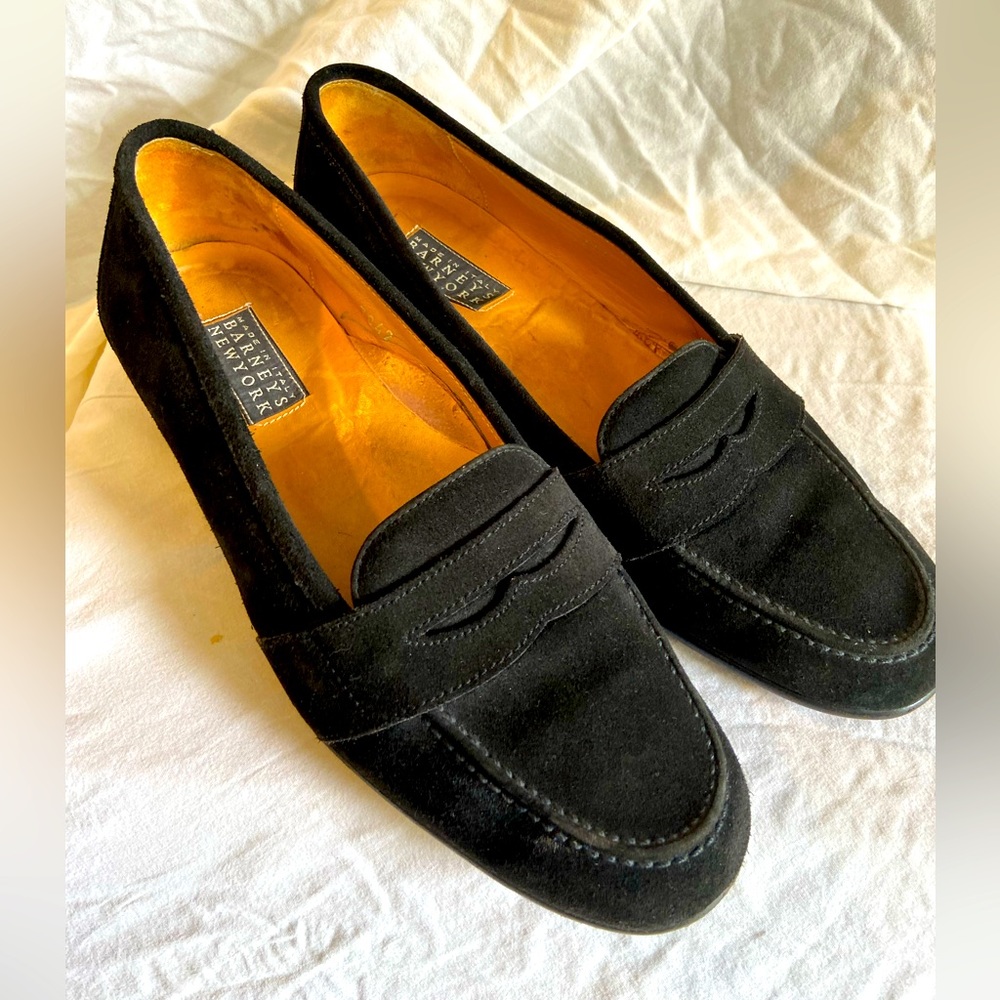 Vintage Barneys Black Suede Loafers